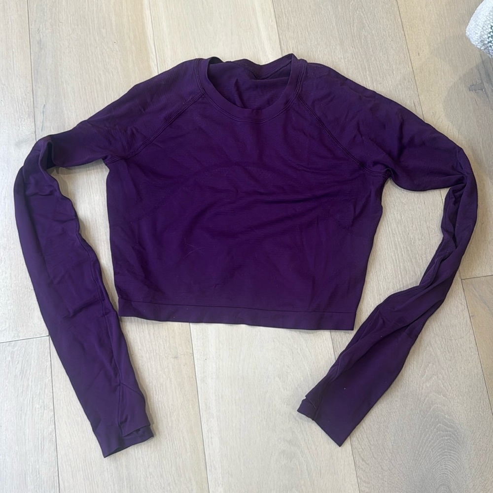Lululemon purple crop long sleeve top